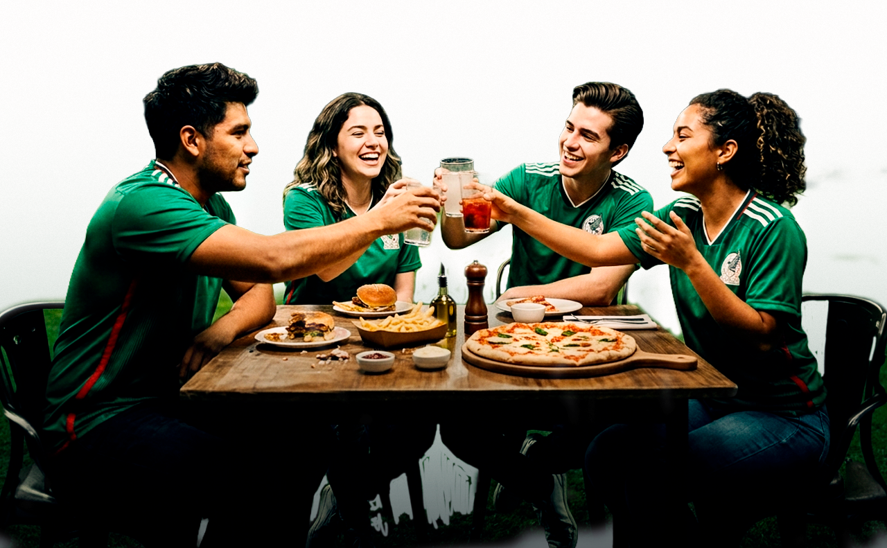 Amigos celebrando con Clubers